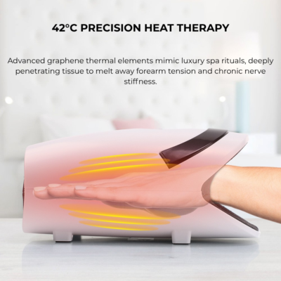 VIMEA Advanced Hand & Wrist Recovery Device Image Elegant thermal hand therapy device for office workers with laptop-related wrist strain.